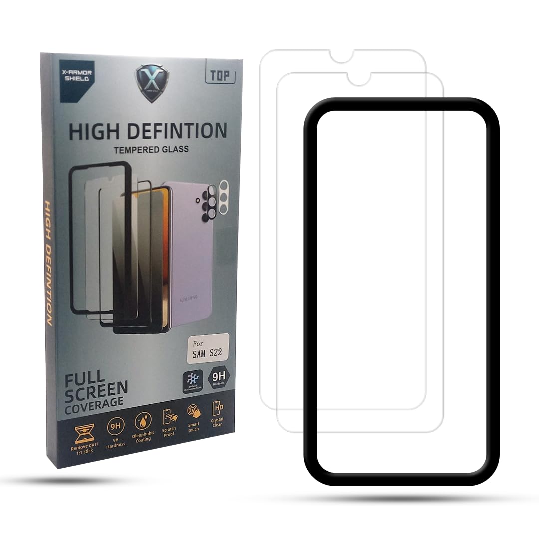 X-ARMOR SHIELD Screen Protector for Samsung Galaxy A05s, Pack of 2 Tempered Glass, 1 Camera Lens Protector, Cleaning Kit, 9H Hardness, HD Clarity