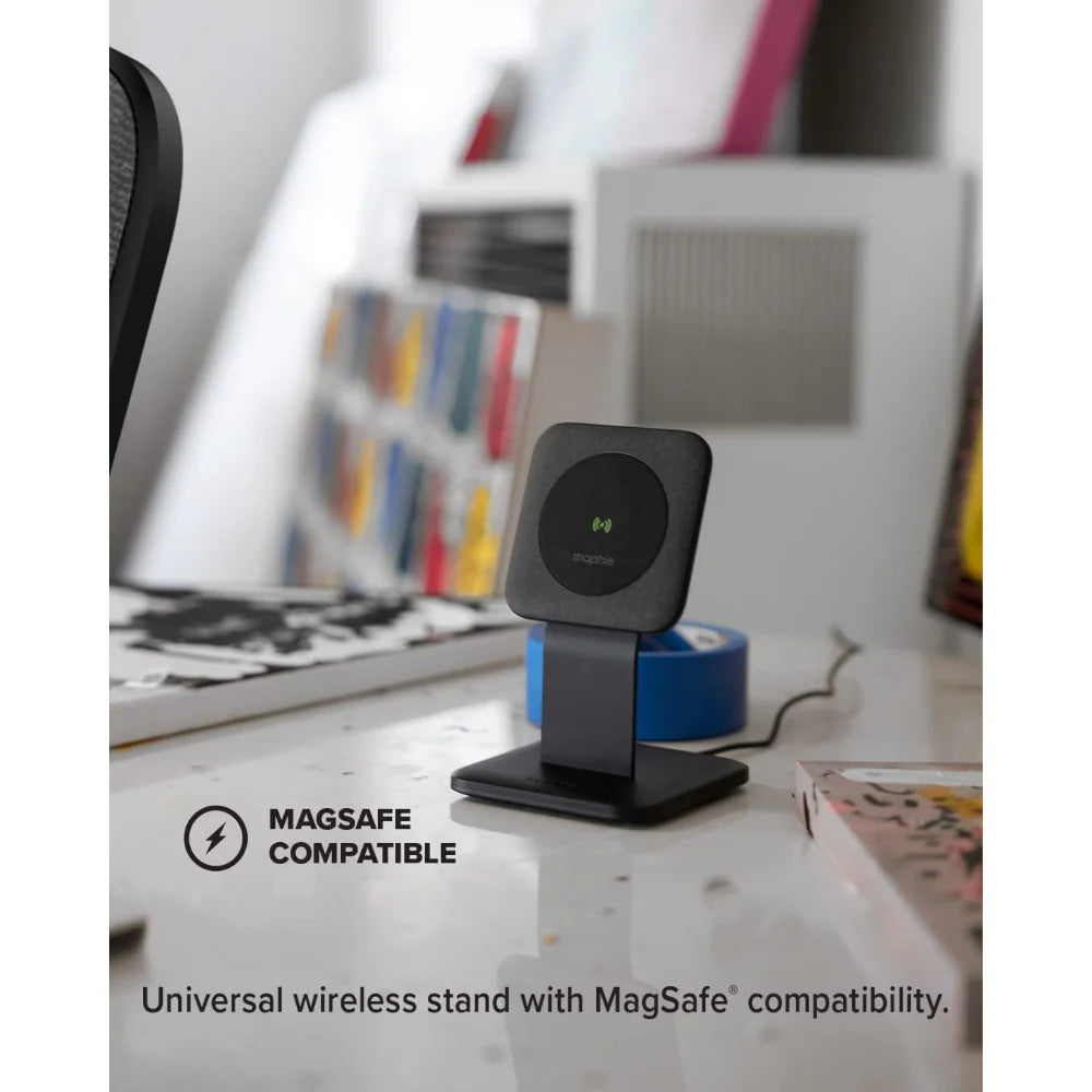 Mophie Snap+ Wireless Charging Stand, 15W, Fast Charging, MagSafe, Qi-Enabled, Black