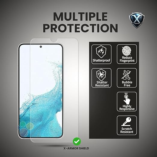 Pack of 2 Tempered Glass Screen Protector Compatible with Samsung Galaxy S22 5G, Ultra-Hard 9H Glass with Effortless Alignment Tool, High-Strength Defense, Fit All Back Covers, Smudge Resistant