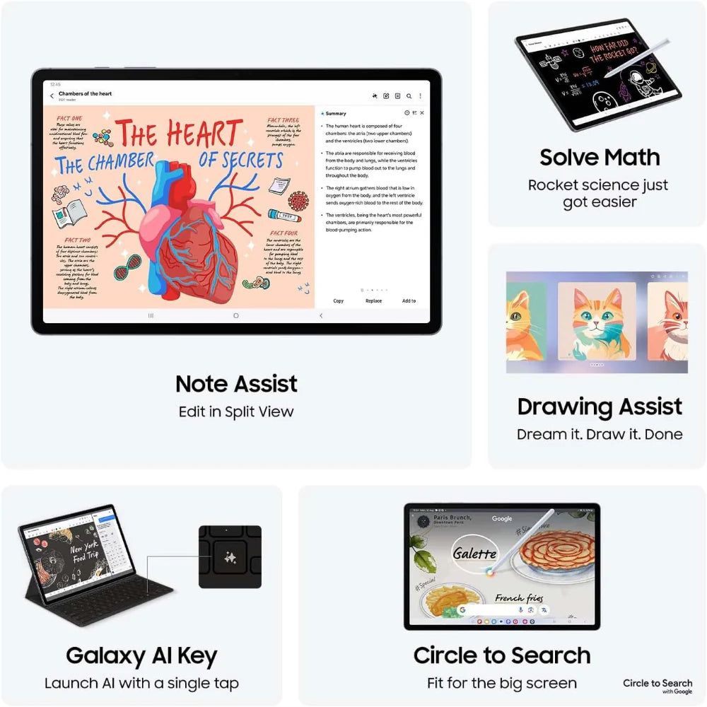 Samsung Galaxy Tab S10+ AI Tablet, Android Tablet, 12GB RAM, 256GB Storage, AMOLED Display, Anti-Reflection, S Pen Included, Platinum Silver