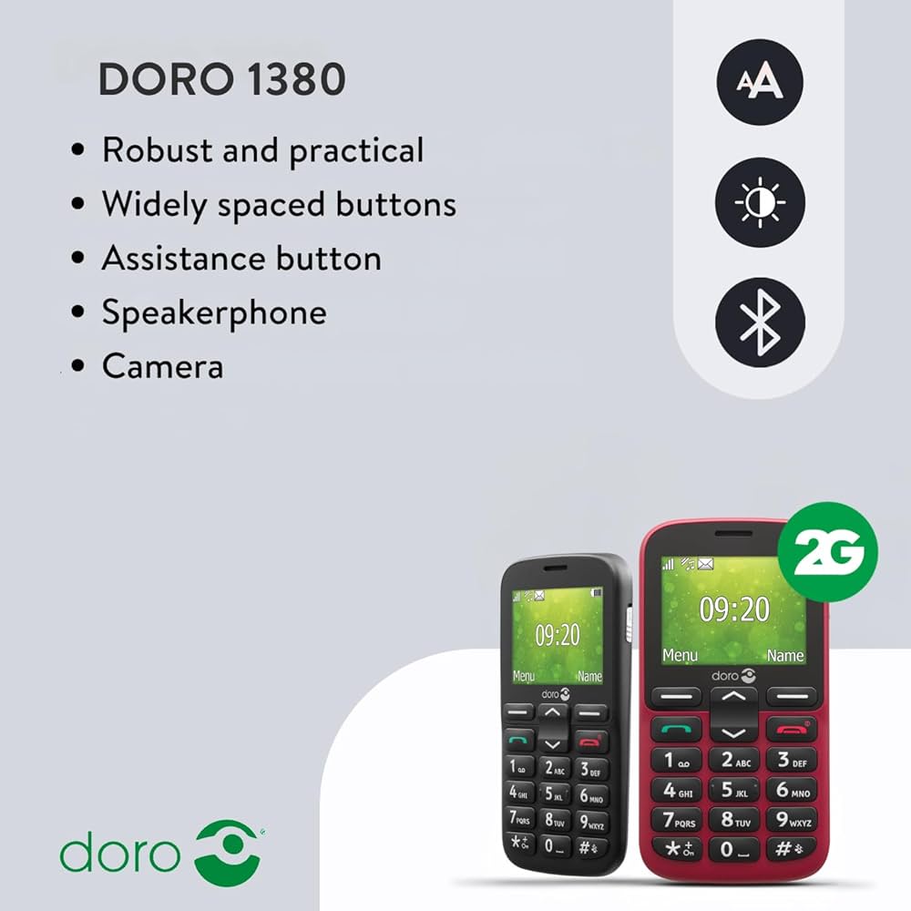 Doro 1380 Unlocked 2G Dual SIM Mobile Phone for Seniors