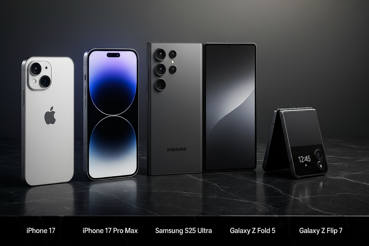 yes look good but make it more professional look with iphone 17 17 pro max and s25 ultra fold7 flip 7 these phones in it